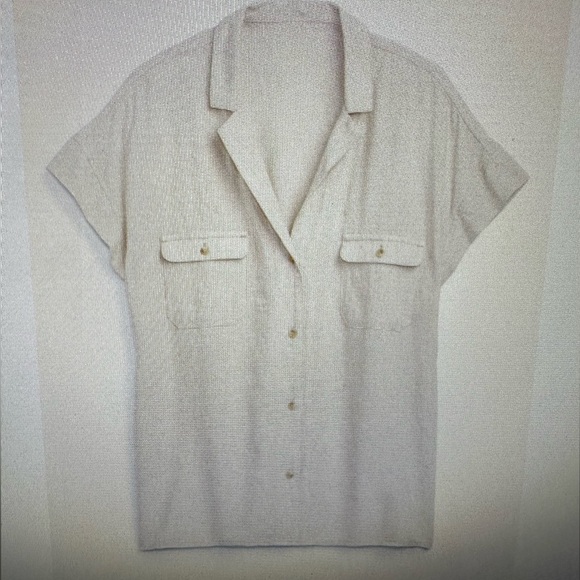 Old Navy utility button-down linen NWT top size XXL tall - Picture 2 of 6
